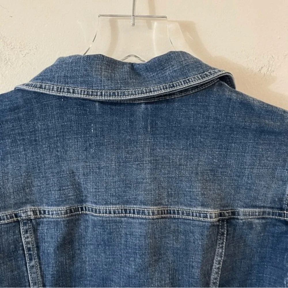 Cosmic Blue Love Luminary Denim‎ Jacket Medium Wash Button Front Classic Fit XS